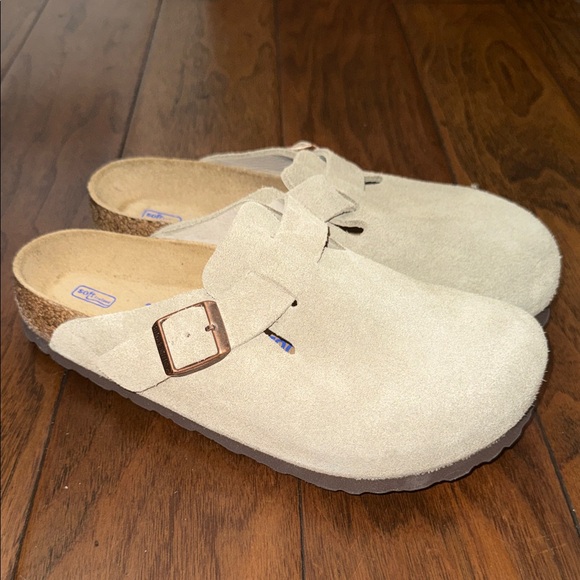 Birkenstock Shoes - Birkenstock Boston Taupe Suede Soft Footbed Clogs Unisex Comfort Shoes New 38
